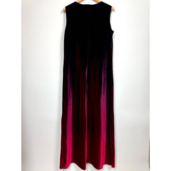 KATHIE LEE Velvet Maxi Dress Burgundy Red Ombre Sleeveless Size Medium Y2K - Picture 4 of 8